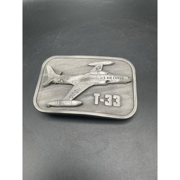Lockheed T-33 Shooting Star Trainer Aircraft Military Usaf Vintage Belt Buckle